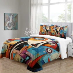 Art abstrait Chien Housse de Couette Imprimée 3D Douce 3 Pièces Literie Garçons Filles