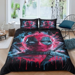 Deadpool Marvel Housse de Couette Imprimée 3D Douce 3 Pièces Literie Garçons Filles