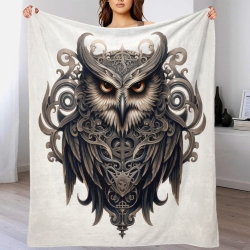 Hibou Plaid en Polaire Imprimé 3D Couverture Douce Confortable pour Canapé Lit Bureau