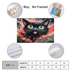 Chat Peinture sur toile sans cadre, impressions posters art mural pour déco maison chambre bureau