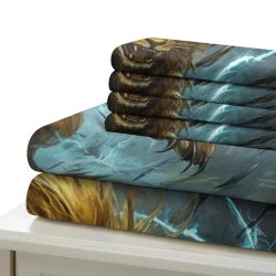 Lion Housse de Couette Imprimée 3D Douce 3 Pièces Literie Garçons Filles