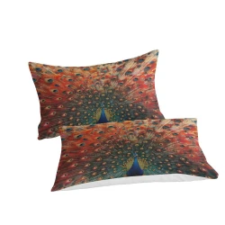 Paon Housse de Couette Imprimée 3D Douce 3 Pièces Literie Garçons Filles