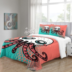 Pieuvre Housse de Couette Imprimée 3D Douce 3 Pièces Literie Garçons Filles