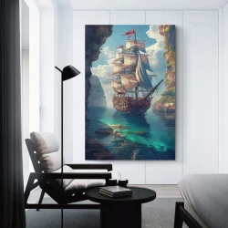 Velero Pintura en lienzo sin marco, impresiones de pósters arte pared para decoración hogar dormitorio oficina