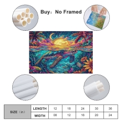 Tortue de mer Peinture sur toile sans cadre, impressions posters art mural pour déco maison chambre bureau
