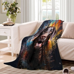 Labrador Chien Plaid en Polaire Imprimé 3D Couverture Douce Confortable pour Canapé Lit Bureau