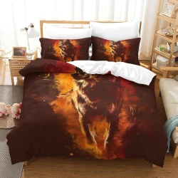 Loup Housse de Couette Imprimée 3D Douce 3 Pièces Literie Garçons Filles