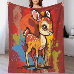 Cerf sika Plaid en Polaire Imprimé 3D Couverture Douce Confortable pour Canapé Lit Bureau