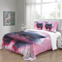 Chat Housse de Couette Imprimée 3D Douce 3 Pièces Literie Garçons Filles