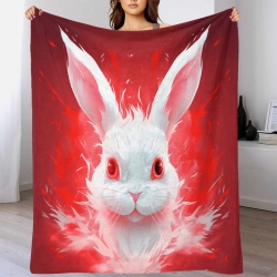 Lapin Petit lapin Plaid en Polaire Imprimé 3D Couverture Douce Confortable pour Canapé Lit Bureau