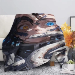 Tueur de démons: Demon Slayer Plaid en Polaire Imprimé 3D Couverture Douce Confortable pour Canapé Lit Bureau