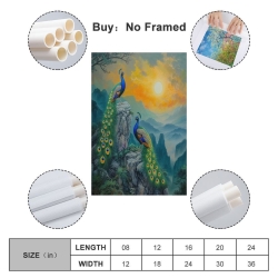 Paon Peinture sur toile sans cadre, impressions posters art mural pour déco maison chambre bureau