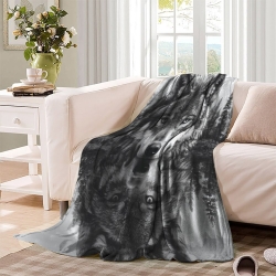 Loup Plaid en Polaire Imprimé 3D Couverture Douce Confortable pour Canapé Lit Bureau