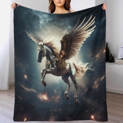 Cheval Plaid en Polaire Imprimé 3D Couverture Douce Confortable pour Canapé Lit Bureau