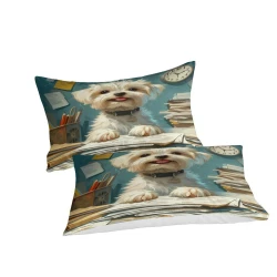 Bichon maltais Housse de Couette Imprimée 3D Douce 3 Pièces Literie Garçons Filles