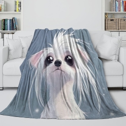 Crowned Dog 3D Printed Fleece Throw Blanket Soft Cozy Blanket for Couch Sofa Bed Office