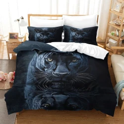 Panthère noire Housse de Couette Imprimée 3D Douce 3 Pièces Literie Garçons Filles