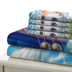 Voilier Housse de Couette Imprimée 3D Douce 3 Pièces Literie Garçons Filles