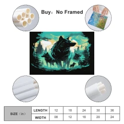 Loup Peinture sur toile sans cadre, impressions posters art mural pour déco maison chambre bureau