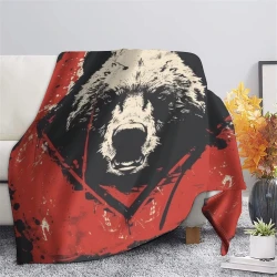 Ours noir Plaid en Polaire Imprimé 3D Couverture Douce Confortable pour Canapé Lit Bureau