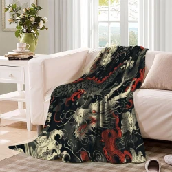 Drago Coperta in Pile Stampata 3D Morbida e Confortevole per Divano Letto Ufficio