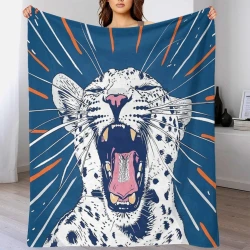 Leopard 3D Printed Fleece Throw Blanket Soft Cozy Blanket for Couch Sofa Bed Office