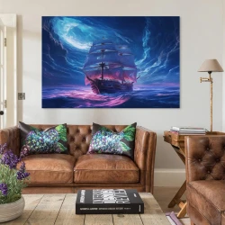 Voilier Peinture sur toile sans cadre, impressions posters art mural pour déco maison chambre bureau