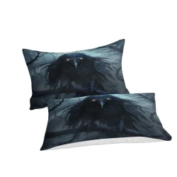 Corbeau Housse de Couette Imprimée 3D Douce 3 Pièces Literie Garçons Filles
