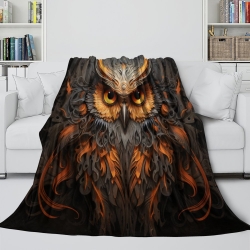 Hibou Plaid en Polaire Imprimé 3D Couverture Douce Confortable pour Canapé Lit Bureau