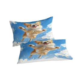 Corgi Housse de Couette Imprimée 3D Douce 3 Pièces Literie Garçons Filles