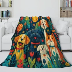 Chien d'art Plaid en Polaire Imprimé 3D Couverture Douce Confortable pour Canapé Lit Bureau