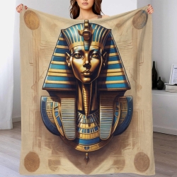 Pharaon égyptien Plaid en Polaire Imprimé 3D Couverture Douce Confortable pour Canapé Lit Bureau