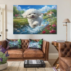 Bichon Peinture sur toile sans cadre, impressions posters art mural pour déco maison chambre bureau
