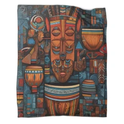Tambours africains Plaid en Polaire Imprimé 3D Couverture Douce Confortable pour Canapé Lit Bureau