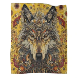 Loup Plaid en Polaire Imprimé 3D Couverture Douce Confortable pour Canapé Lit Bureau