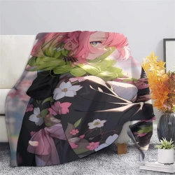 Tueur de démons: Demon Slayer Plaid en Polaire Imprimé 3D Couverture Douce Confortable pour Canapé Lit Bureau