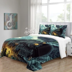 Train à vapeur Housse de Couette Imprimée 3D Douce 3 Pièces Literie Garçons Filles