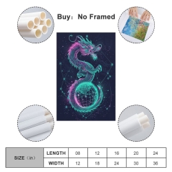 Dragon Peinture sur toile sans cadre, impressions posters art mural pour déco maison chambre bureau