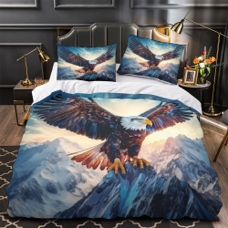 Aigle Housse de Couette Imprimée 3D Douce 3 Pièces Literie Garçons Filles