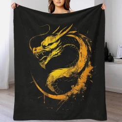 Dragon Plaid en Polaire Imprimé 3D Couverture Douce Confortable pour Canapé Lit Bureau
