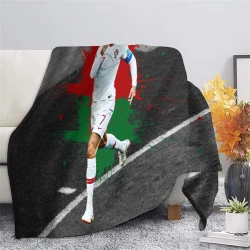 Cristiano Ronaldo Plaid en Polaire Imprimé 3D Couverture Douce Confortable pour Canapé Lit Bureau