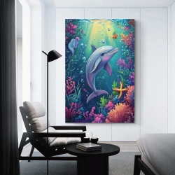 Dauphin Peinture sur toile sans cadre, impressions posters art mural pour déco maison chambre bureau