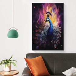 Paon Peinture sur toile sans cadre, impressions posters art mural pour déco maison chambre bureau