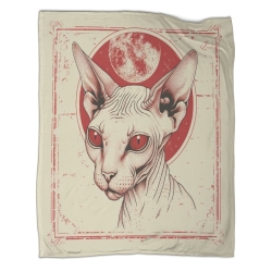 Hairless Chat Plaid en Polaire Imprimé 3D Couverture Douce Confortable pour Canapé Lit Bureau