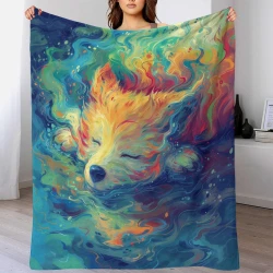 Chien Plaid en Polaire Imprimé 3D Couverture Douce Confortable pour Canapé Lit Bureau