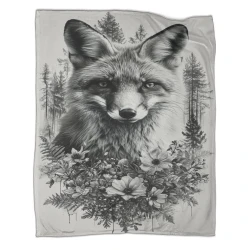 Renard Plaid en Polaire Imprimé 3D Couverture Douce Confortable pour Canapé Lit Bureau