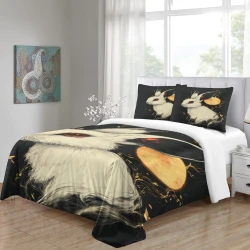 Lapin Housse de Couette Imprimée 3D Douce 3 Pièces Literie Garçons Filles