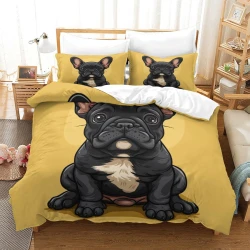 Bulldog francés Funda Nórdica Impresa en 3D Suave 3 Piezas Ropa de Cama para Niños Niñas