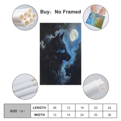 Loup Peinture sur toile sans cadre, impressions posters art mural pour déco maison chambre bureau