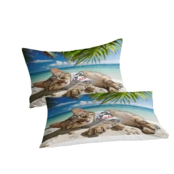Chat Housse de Couette Imprimée 3D Douce 3 Pièces Literie Garçons Filles